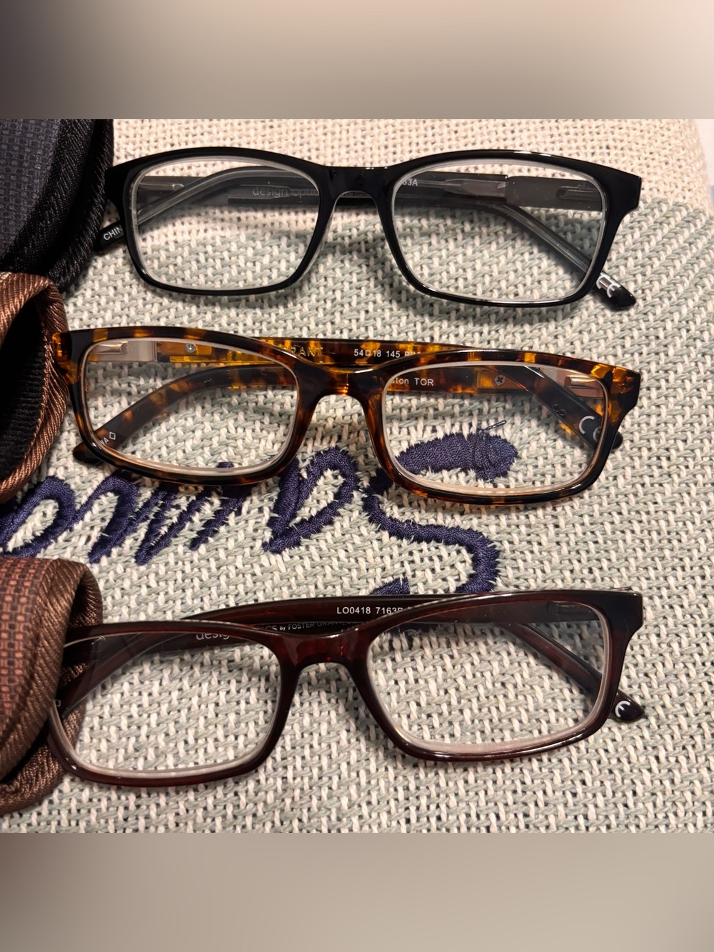 Foster Grant Eyeglass Case Trio in Black, Brown, Tan